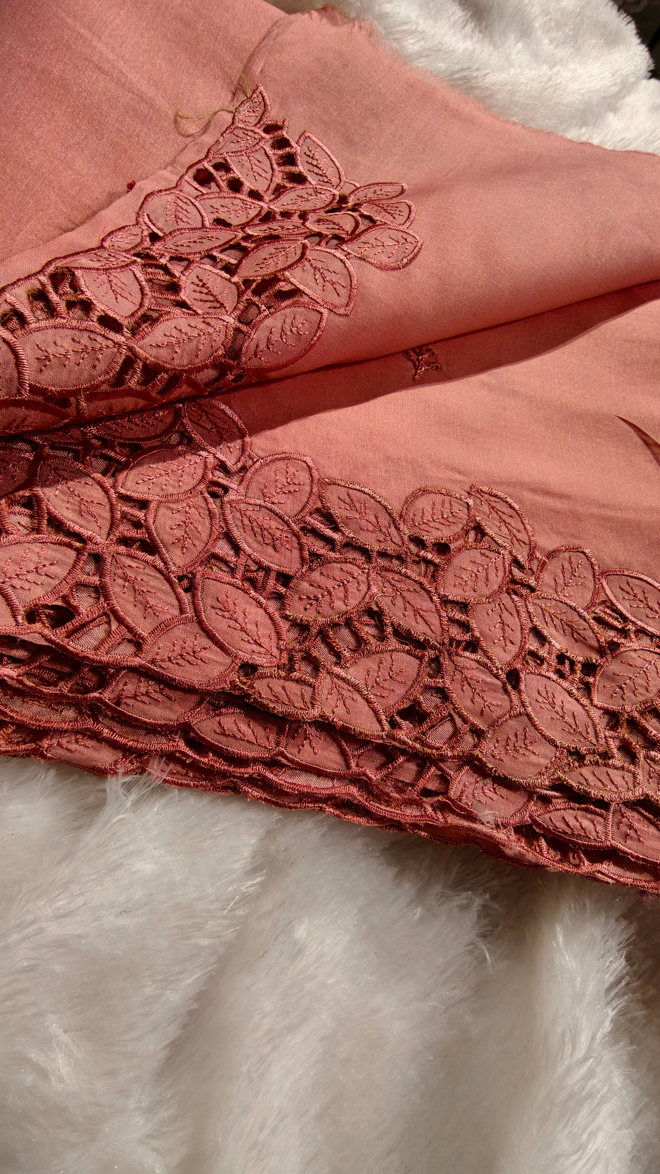 Cutwork tasarsilk embroidery saree