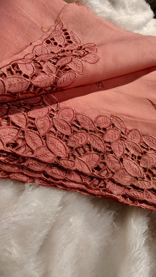 Cutwork tasarsilk embroidery saree