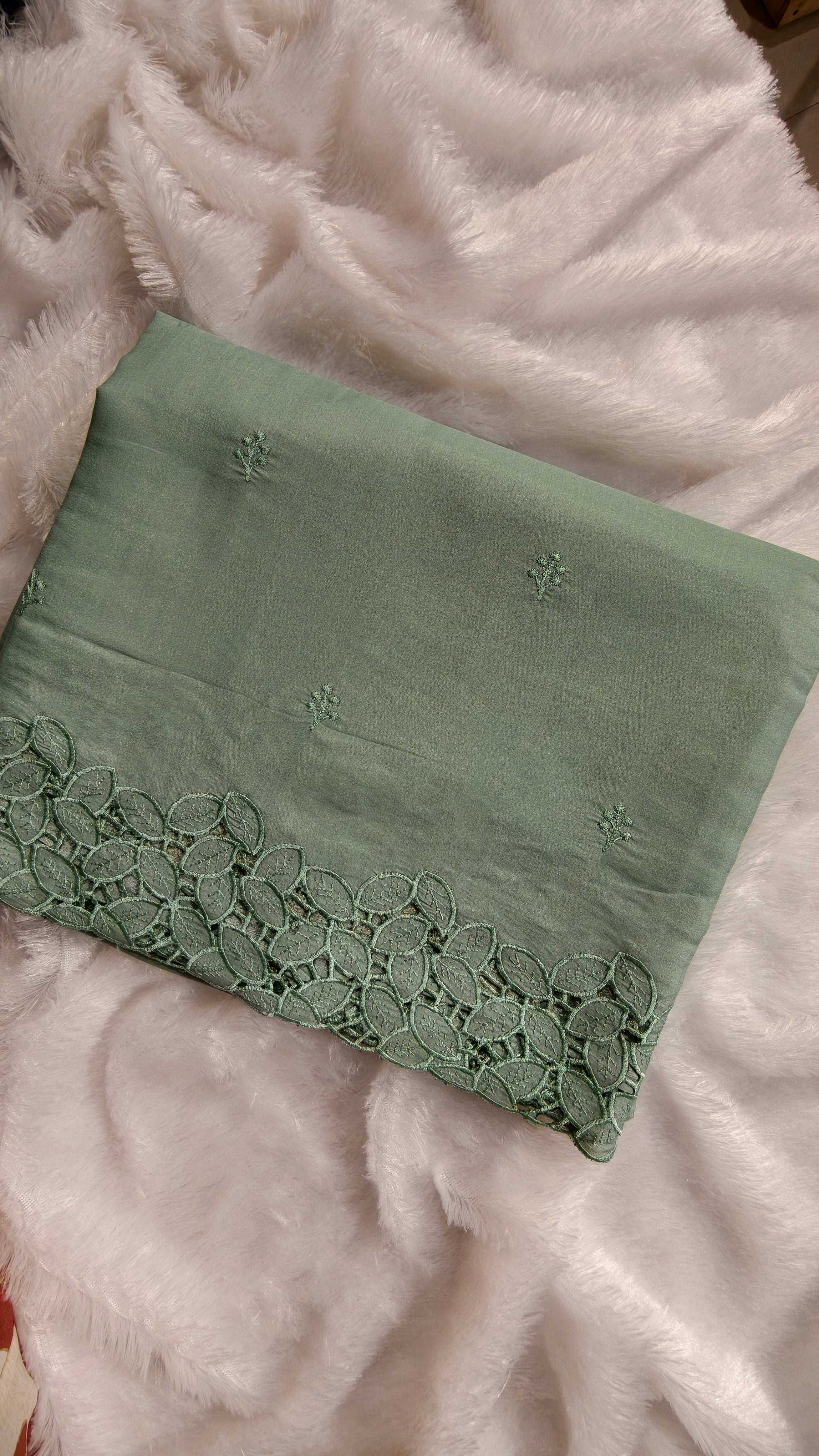 Cutwork Tasarsilk embroidery saree