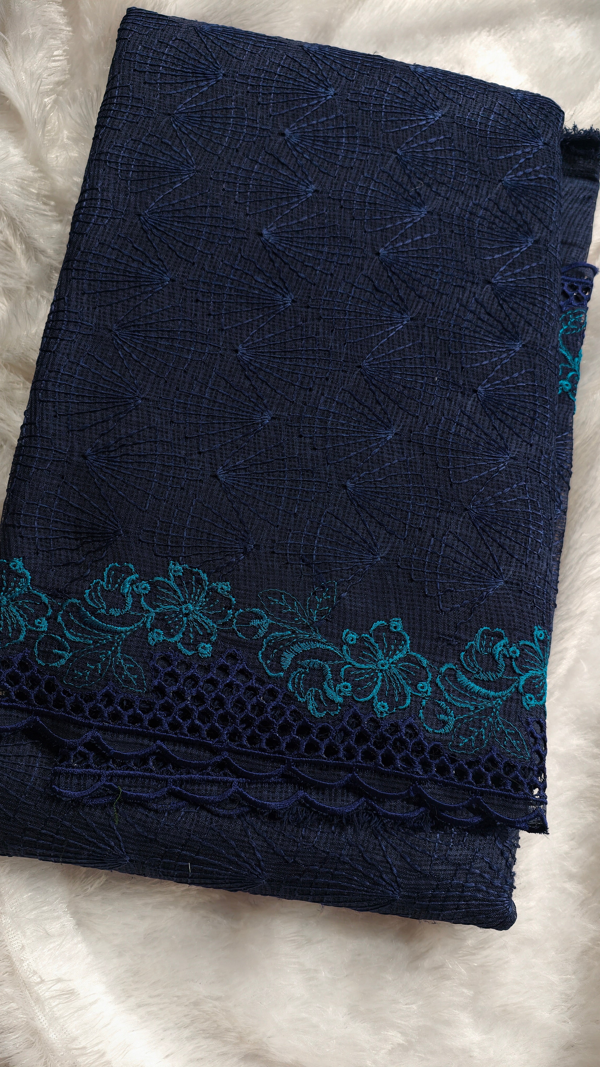 Net cotta cutwork saree