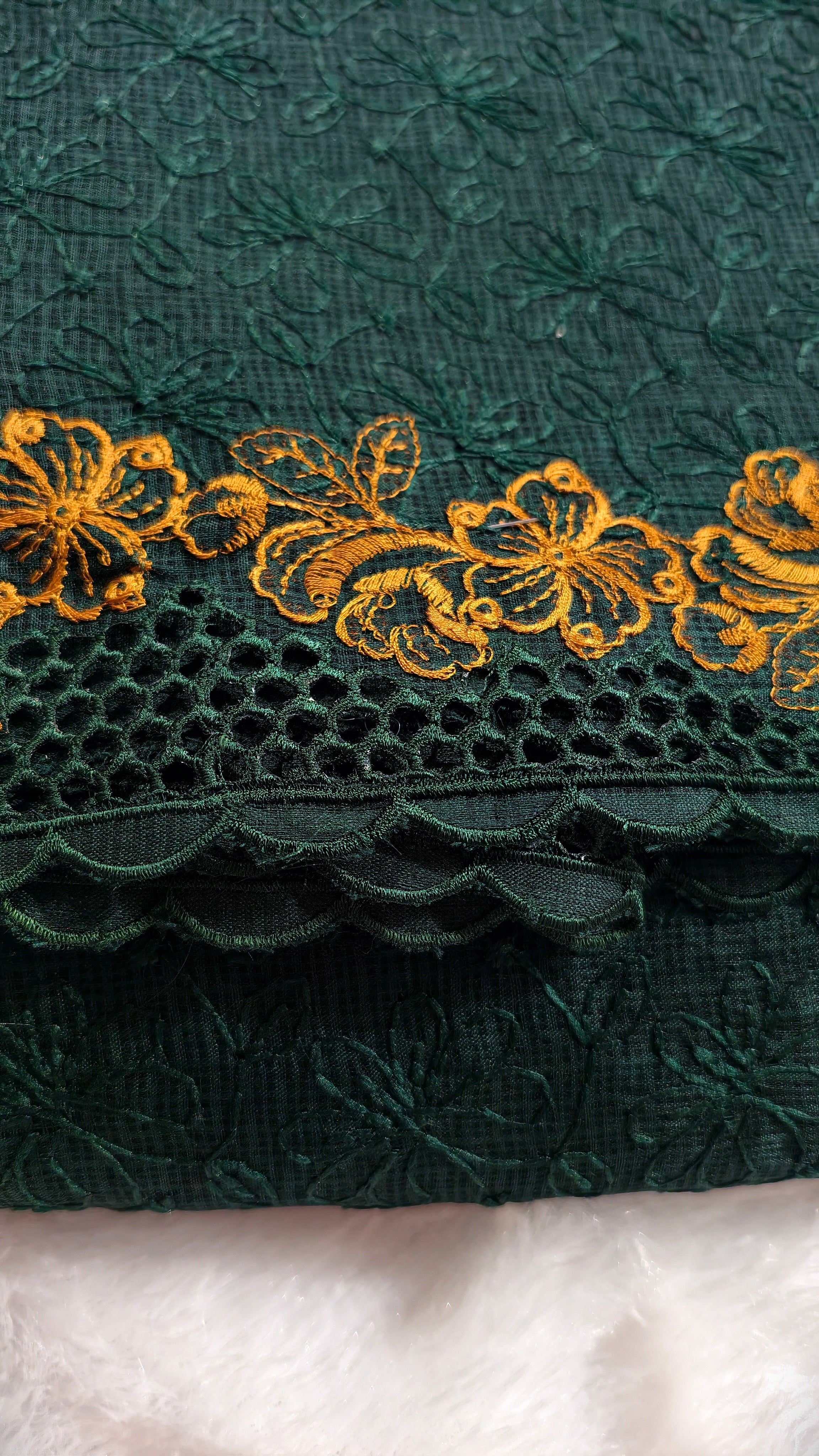 Net cotta cutwork saree