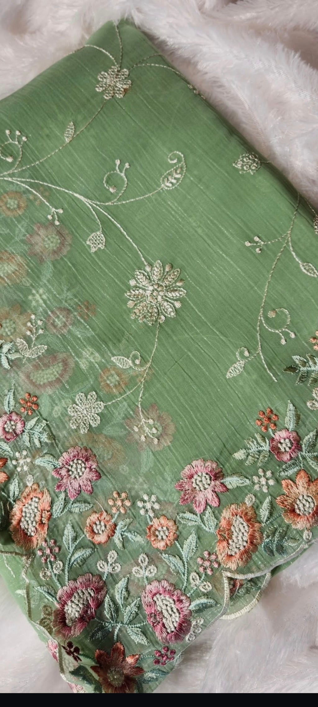 Organza chiffon saree